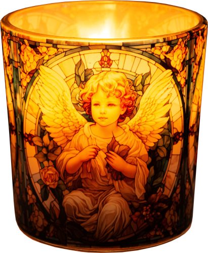 Illatmécses üvegpohárban róma mozaikos angyal 1db
