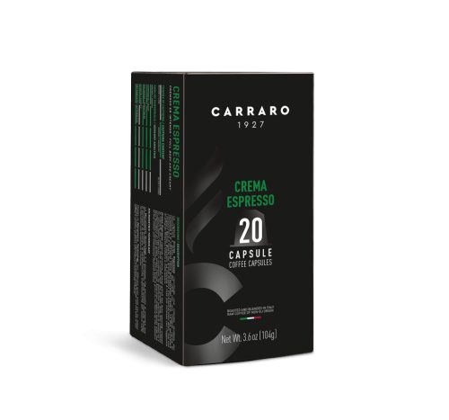 Carraro crema espresso premium kávékapszula nespresso kompatibilis 20 db