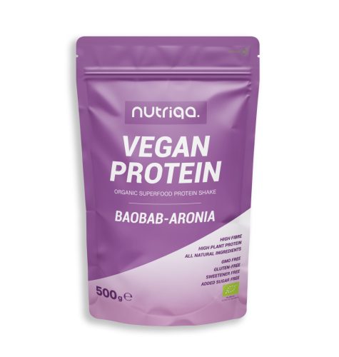 Nutriqa bio vegán baobab-arónia protein shake 500 g