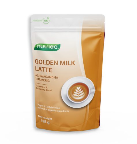 Nutriqa bio koffeinmentes vegán ashwaganda-kurkuma latte 125 g