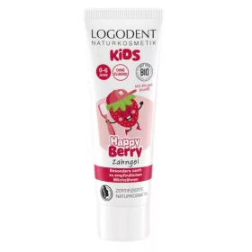   Logodent bio happy kids fluoridmentes gyermek foggél eper kivonattal 75 ml
