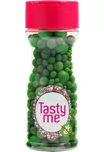 Tasty Me gluténmentes cukorgyöngy tortadekor mix sötétzöld 70 g
