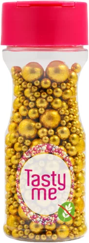 Tasty Me gluténmentes metallic pearls tortadekor mix antik arany 75 g