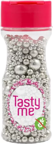 Tasty Me gluténmentes metallic pearls tortadekor mix ezüst 75 g
