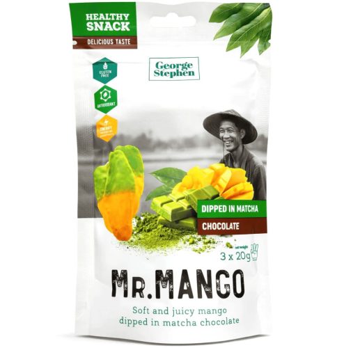 George & Stephen mr. mango prémium aszalt mangó szelet matchás csokival bevonva 3x20g 60 g