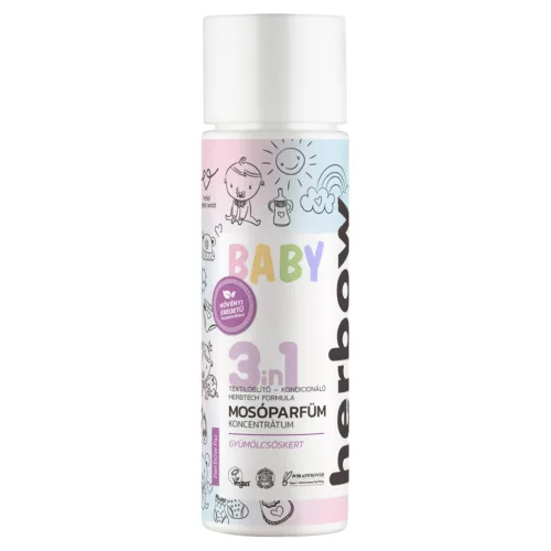 Herbow bambino 3in1 öblítő és kondicionáló mosóparfüm koncentrátum gyümölcsös kert málna illattal 200 ml