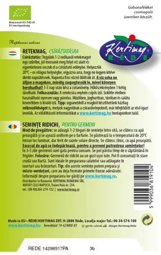 Réde bio retekmag csíráztatásra 30 g