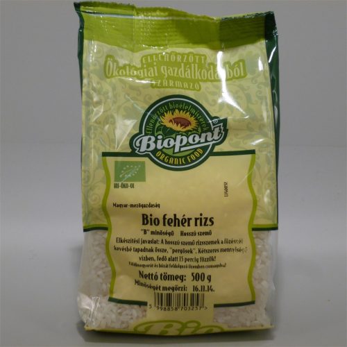 Biopont bio fehér rizs hosszú szemű 500 g (Gluténmentes)