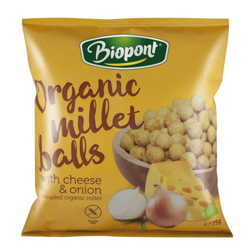Biopont bio extrudált kölesgolyó sajtos-hagymás 75 g (Gluténmentes)