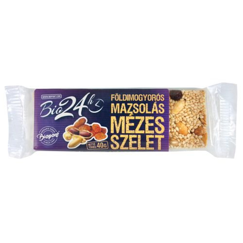 Biopont bio mézes szelet földimogyorós-mazsolás 40 g (Gluténmentes)