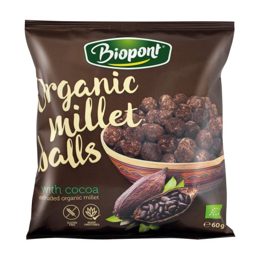 Biopont bio extrudált kölesgolyó kakaós 60 g (Gluténmentes)