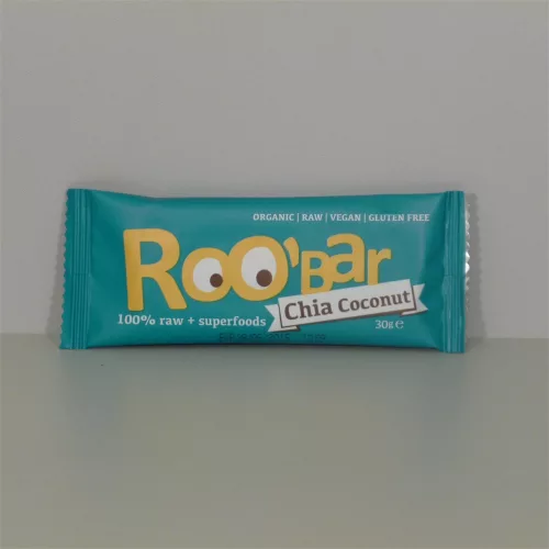 Roobar 100% raw bio gyümölcsszelet chia mag-kókusz 30 g