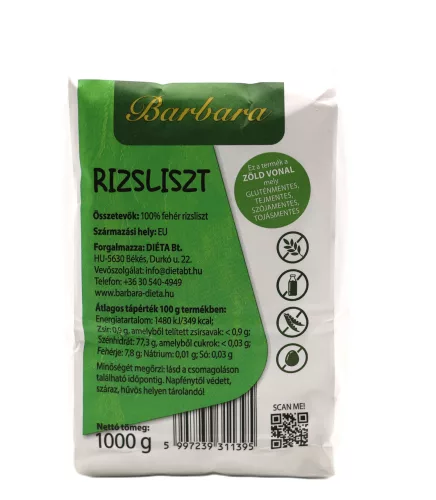 Barbara gluténmentes rizsliszt 1000 g