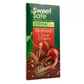   Sweet&safe táblás tejcsoki meggyel,quinoaval, steviával 90 g