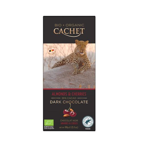 Cachet bio táblás étcsokoládé 57% mandula-cseresznye 100 g