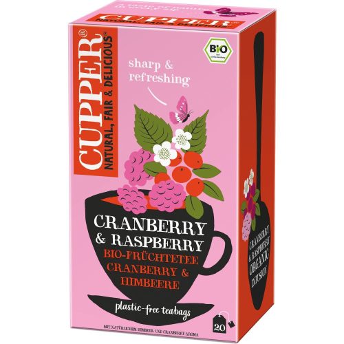 Cupper bio cranberry&raspberry tőzegáfonya-málna tea 20 db 50 g