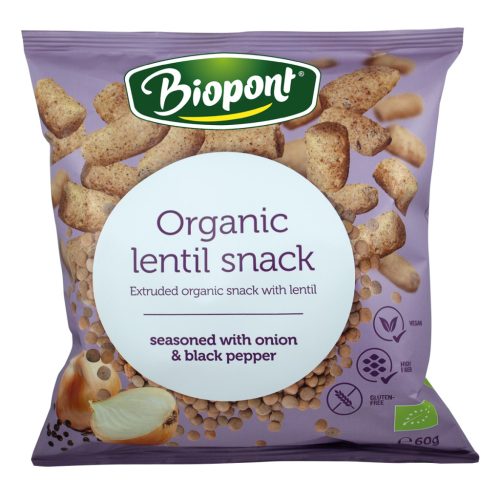 Biopont bio extrudált lencse, hagymás-borsos 60 g (Gluténmentes)