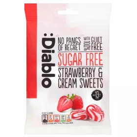   Diablo cukormentes tejszínes epres cukorka, édesítőszerrel 75g