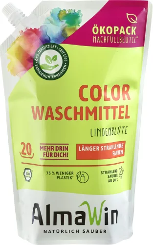 Almawin color folyékony mosószer koncentrátum színes ruhákhoz hársfavirág kivonattal - 20 mosásra 1500 ml