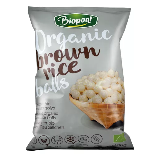 Biopont bio extrudált barna rizsgolyó enyhén sós 100 g (Gluténmentes)