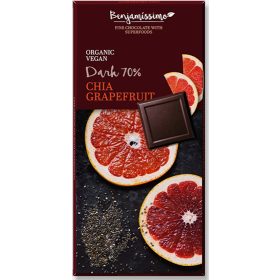   Benjamissimio bio vegán fekete csokoládé chia grapefruit 70 g (Gluténmentes)
