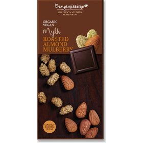   Benjamissimio bio vegán kókuszos csokoládé pörkölt mandulával és fehér eperrel 70 g (Gluténmentes)