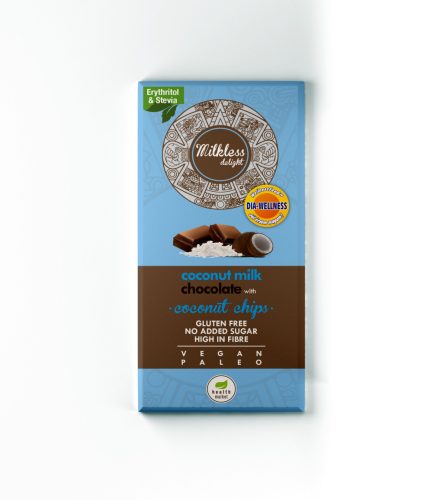 Health market milkless delight kókusztejes csokoládé kókuszchipsszel édesítőszerrel 80 g
