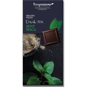   Benjamissimio bio vegán fekete csokoládé mentás maca porral 70 g (Gluténmentes)