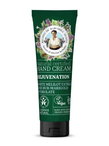 Babushka Agafia bio kézkrém megújító fehérsomkóró kivonattal és bur marigold virágvízzel 75 ml
