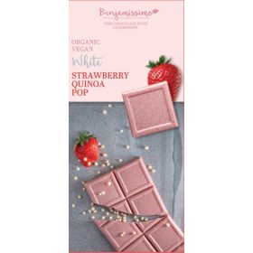   Benjamissimio bio vegán fehér csokoládé eper puffasztott quinoa 70 g (Gluténmentes)