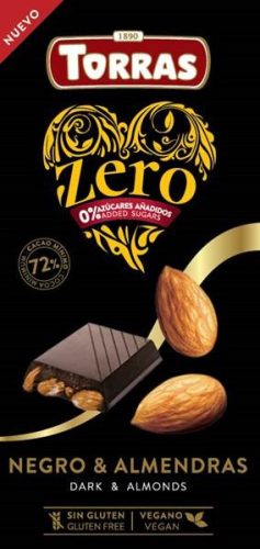 Torras zero étcsokoládé hozzáadott cukor nélkül mandulával 150 g (Gluténmentes)