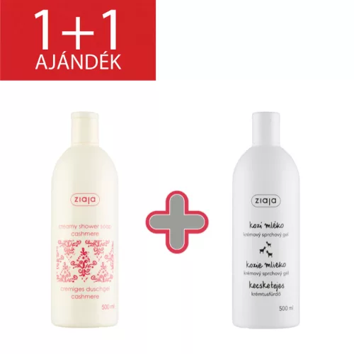 Ziaja krémtusfürdő kasmír kivonattal 500 ml+1 db ajándék kecsketejes tusfürdő 500 ml