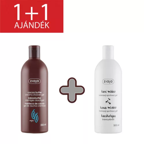 Ziaja kakaóvaj krémtusfürdő 500 ml+1 db ajándék kecsketejes tusfürdő 500 ml