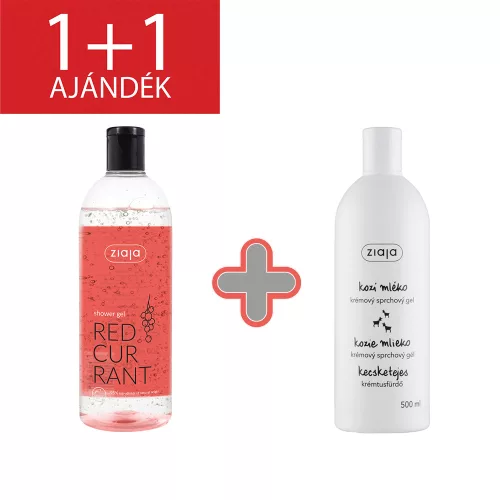 Ziaja tusfürdő gél ribizli kivonattal 500 ml+1 db ajándék kecsketejes tusfürdő 500 ml