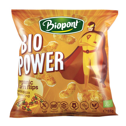 Biopont bio power extrudált kukorica pizza ízesítéssel 55 g (Gluténmentes)