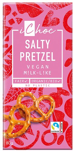 Ichoc bio mandula olajjal készült csokoládé sós perec darabokkal vegán 80 g