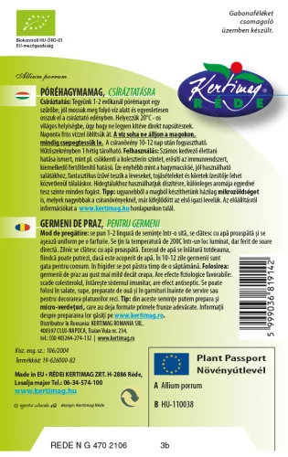 Réde bio póréhagyma csíráztatásra 15 g