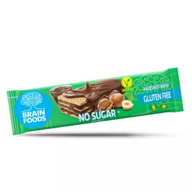   Brain Foods gluténmentes ostyaszelet csokoládéba mártott, mogyorós kakaós krémmel töltött, édesítőszerekkel 40 g