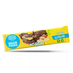   Brain Foods gluténmentes ostyaszelet csokoládéba mártott, földimogyorós, kakaós krémmel töltött, édesítőszerekkel 40 g