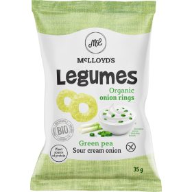   Mclloyds bio legumes extrudált snack zöldborsó karikák tejföllel és hagymával 35 g