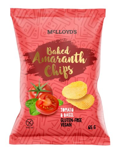 Mclloyds bio amaranth chips sült snack paradicsomos bazsalikomos 65 g