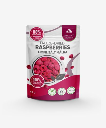 Premium Natura liofilizált málna darabok, morzsa 40 g