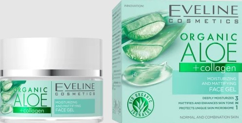 Eveline organic aloe+collagen hidratáló és nyugtató éjszakai és nappali arcgél 50 ml