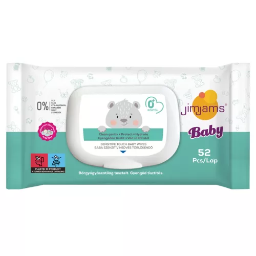 Jimjams baby nedves popsitörlőkendő illatmentes 52 db