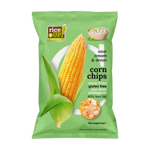 Rice Up kukorica chips hagymás tejfölös ízesítéssel 60 g (Gluténmentes)