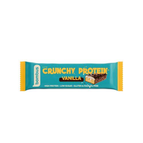 Bombus crunchy proteinszelet tejcsokoládéval vanília ízzel és édesítőszerrel 50 g (Gluténmentes)