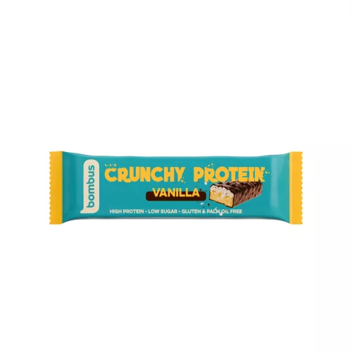 Bombus crunchy proteinszelet tejcsokoládéval vanília ízzel és édesítőszerrel 50 g (Gluténmentes)