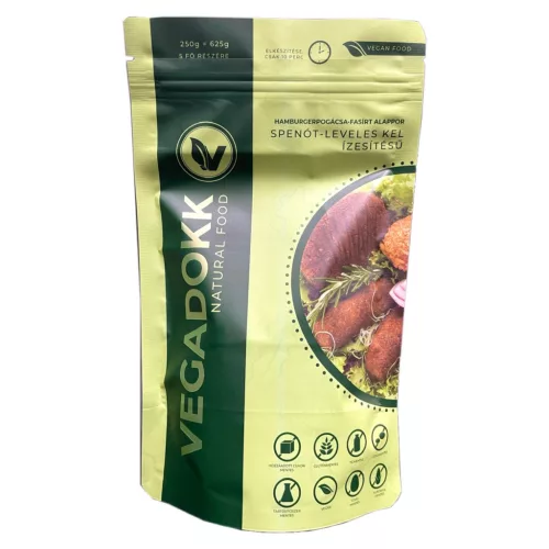 Vegadokk hamburgerpogácsa-fasírt alappor (spenót-leveleskel) 250 g (Gluténmentes)