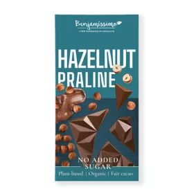   Benjamissimio bio vegán csokoládé mogyorós pralinéval hozzáadott cukor nélkül édesítőszerrel 60 g (Gluténmentes)