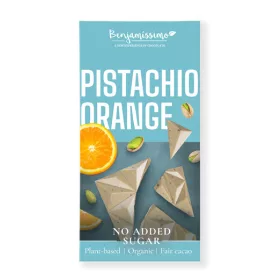   Benjamissimio bio vegán csokoládé pisztáciás tahinivel és narancsolajjal, hozzáadott cukor nélkül édesítőszerrel  60 g (Gluténmentes)